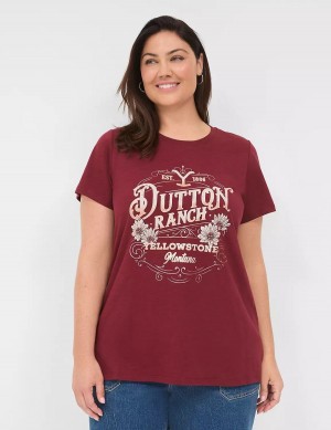 Lane Bryant Yellowstone Dutton Ranch Graphic Tee Women T Shirts Red | MCT8426RB