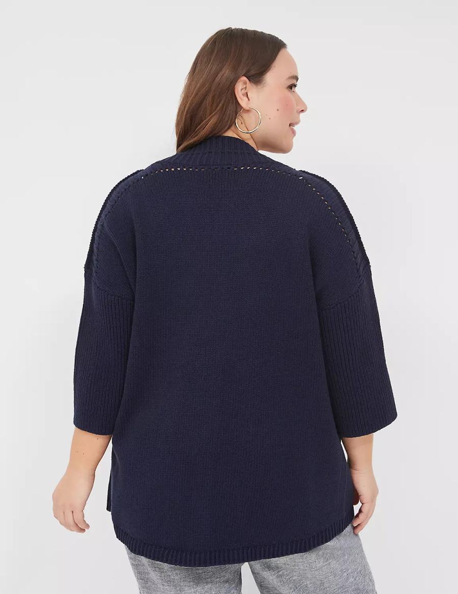 Lane Bryant 3/4-Sleeve Open-Front Shrug Women Sweaters Blue | VXT7243NY