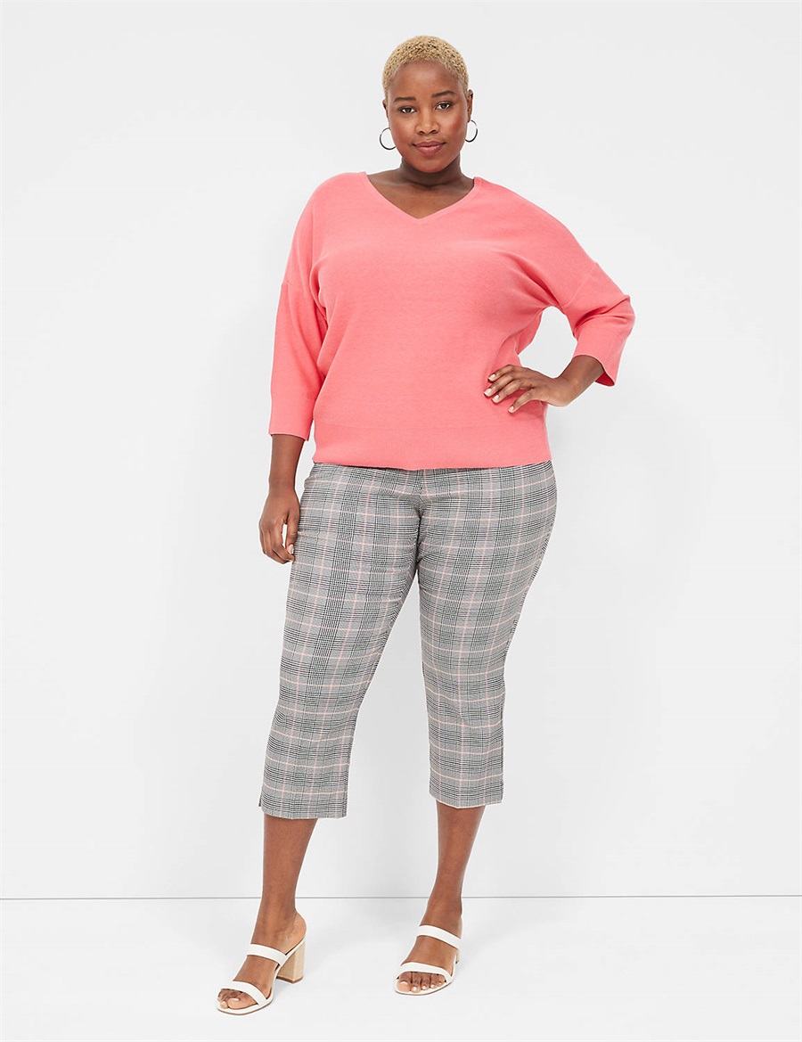 Lane Bryant 3/4-Sleeve V-Neck Women Sweaters Coral | XRR3442XJ