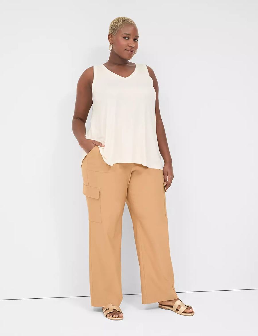 Lane Bryant 4-Season Pull-On Straight Cargo Women Pants Brown | YAR2242QQ