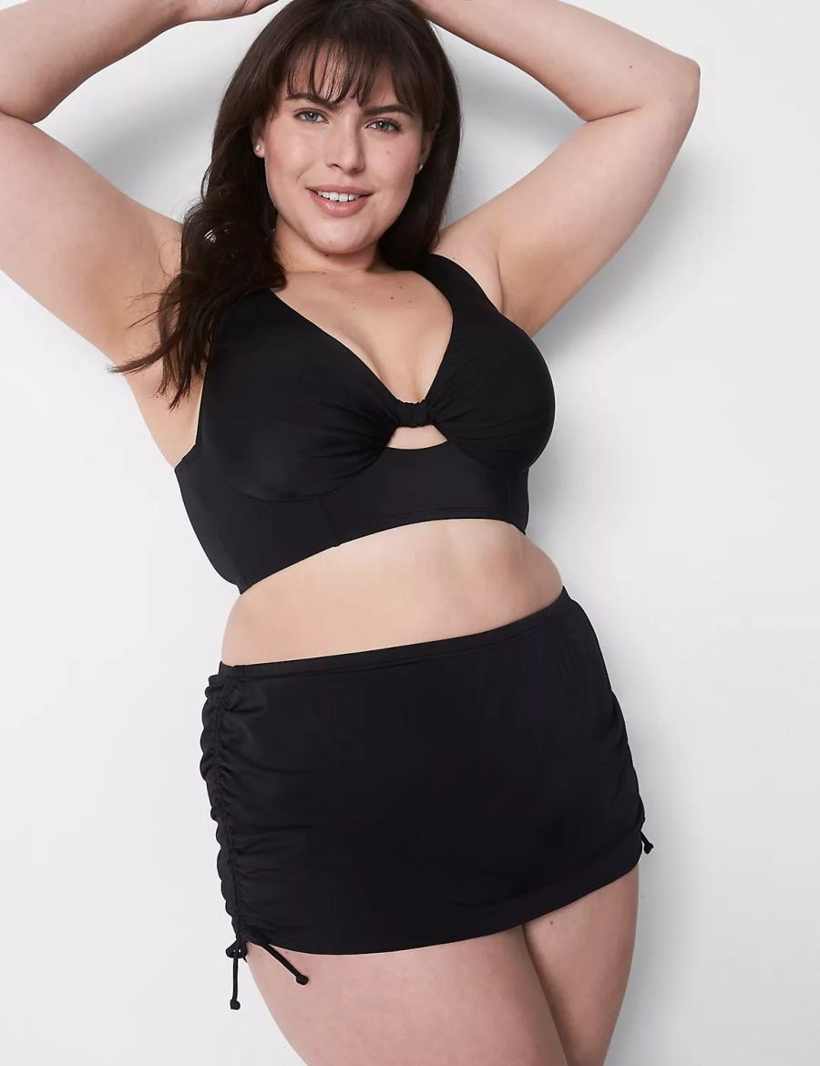 Lane Bryant Adjustable Swim Women Skirts Black | FMG7112UZ