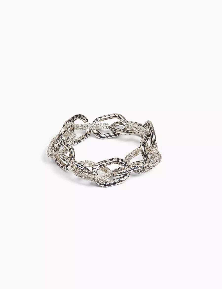 Lane Bryant Animal Print-Link Stretch Women Bracelets Silver | BQM5133HJ