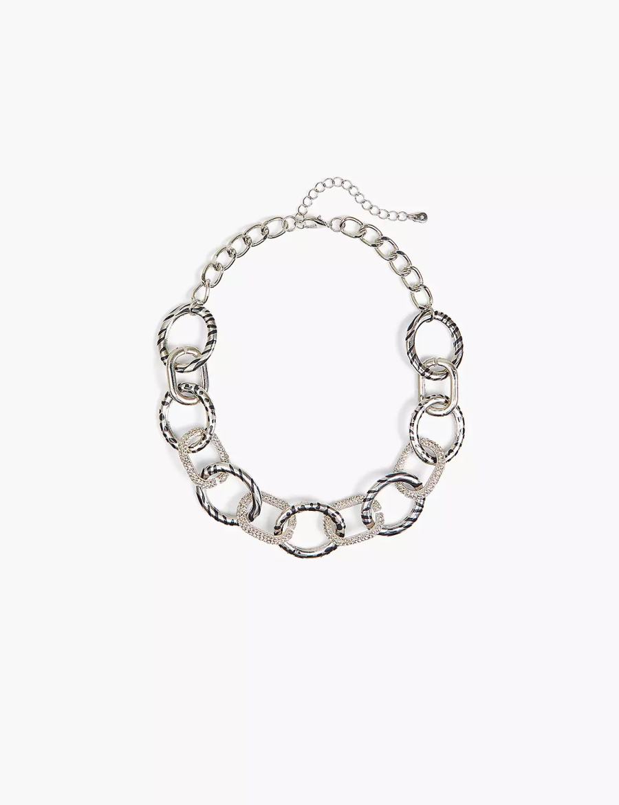 Lane Bryant Animal Print-Link Women Chain Necklace Silver | OMA1768WR