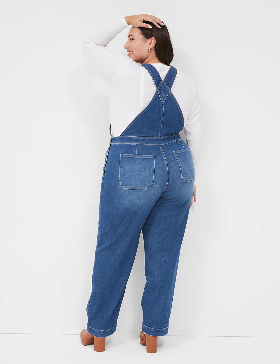 Lane Bryant Authentic Straight Leg Denim Women Overall Blue | ISU5424RJ