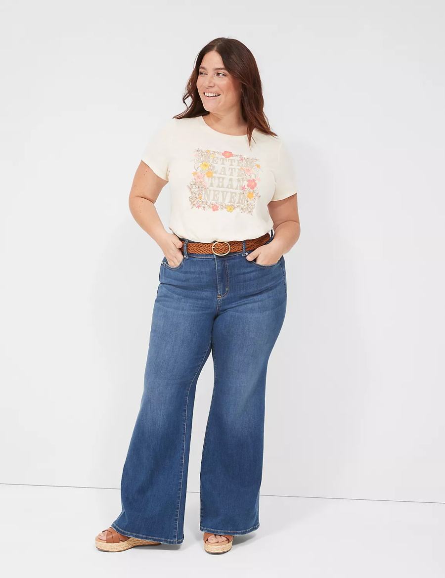 Lane Bryant Better Late Than Never Graphic Tee Women T Shirts White | VHV8181WY