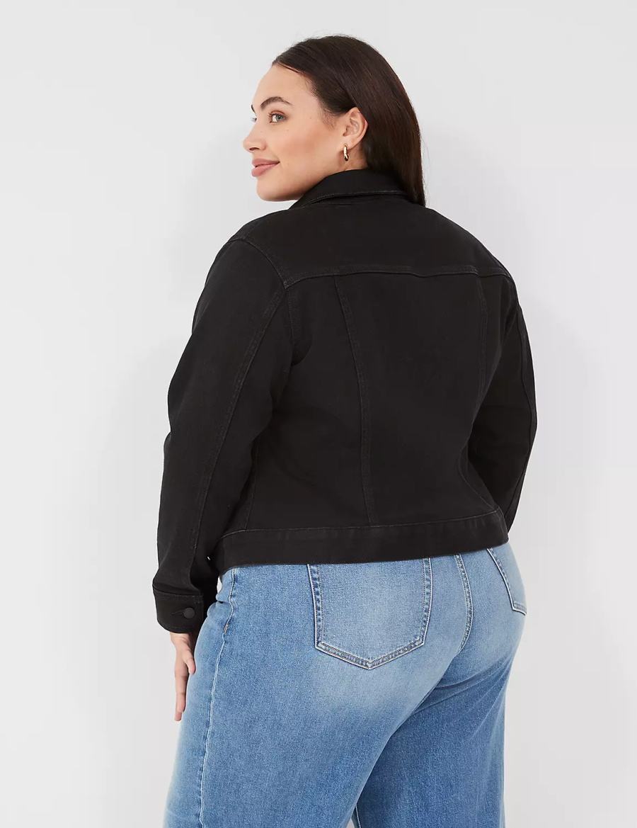 Lane Bryant Black Denim Women Jackets Black | SKA3718PR