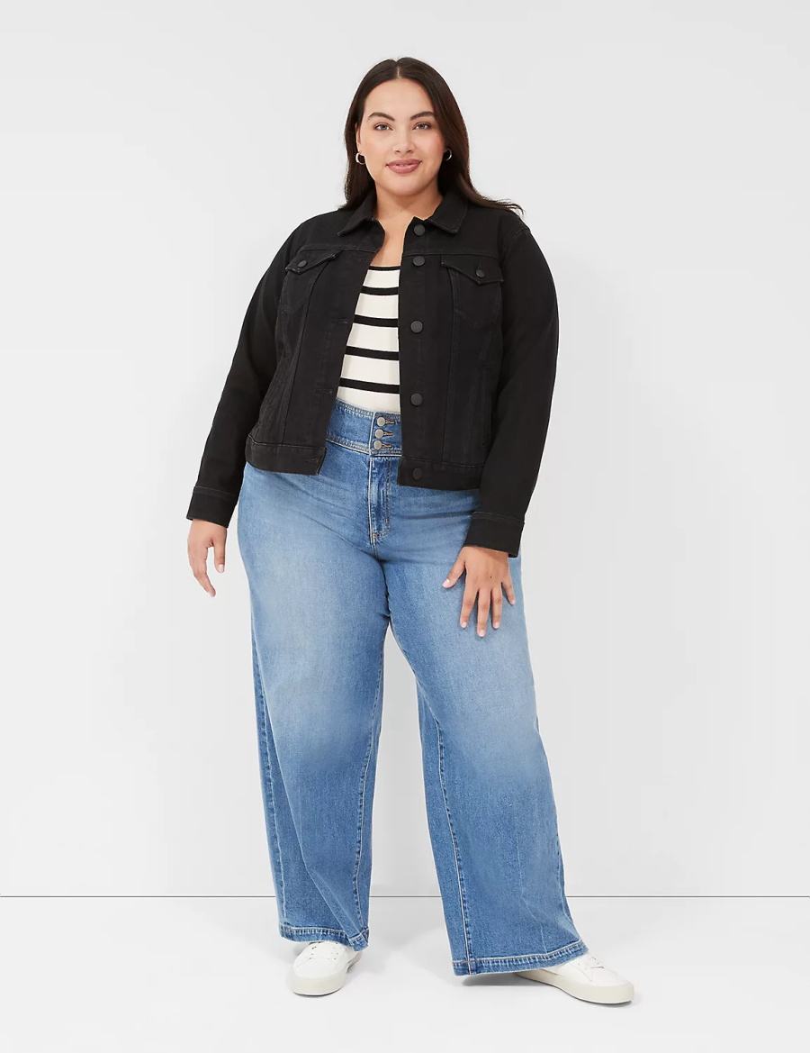 Lane Bryant Black Denim Women Jackets Black | SKA3718PR