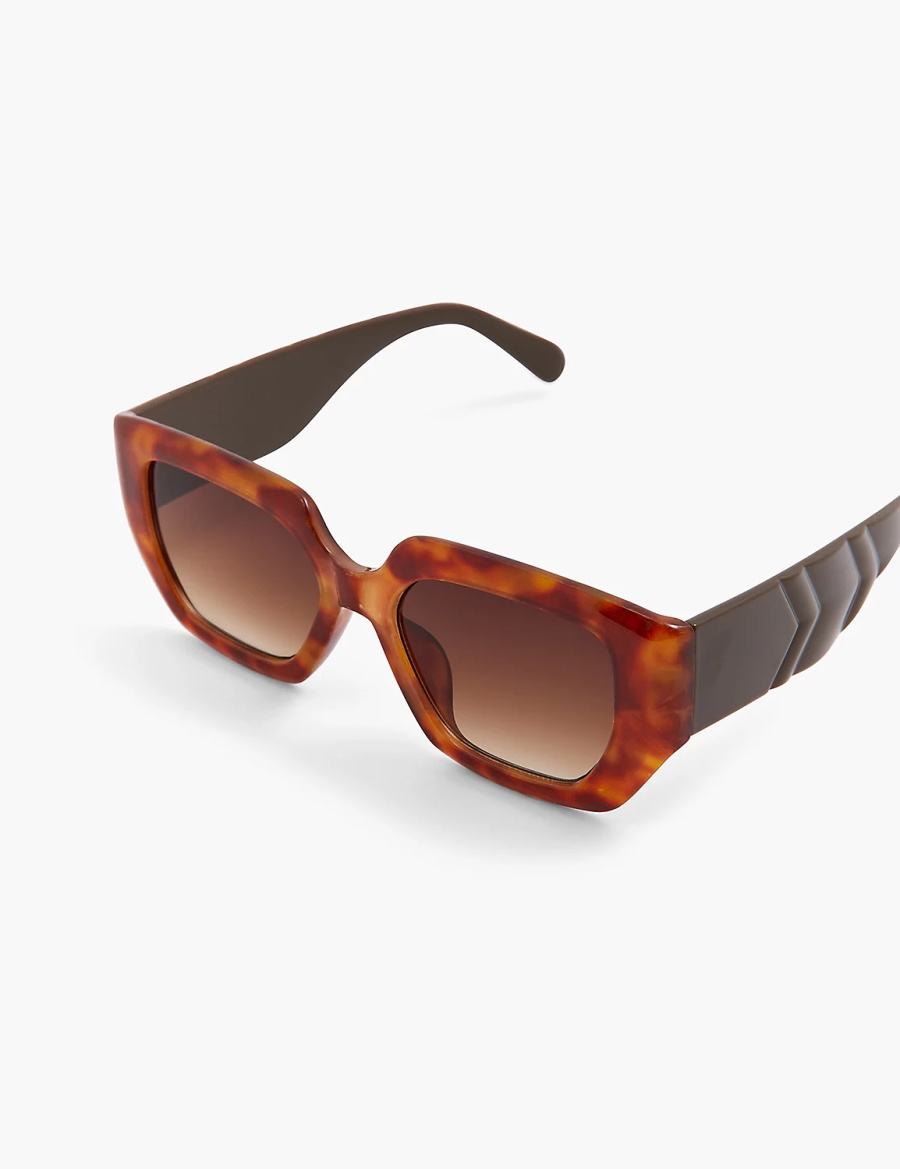 Lane Bryant Blonde Tortoiseshell Print Square Women Sunglasses Brown | IQA4546GU