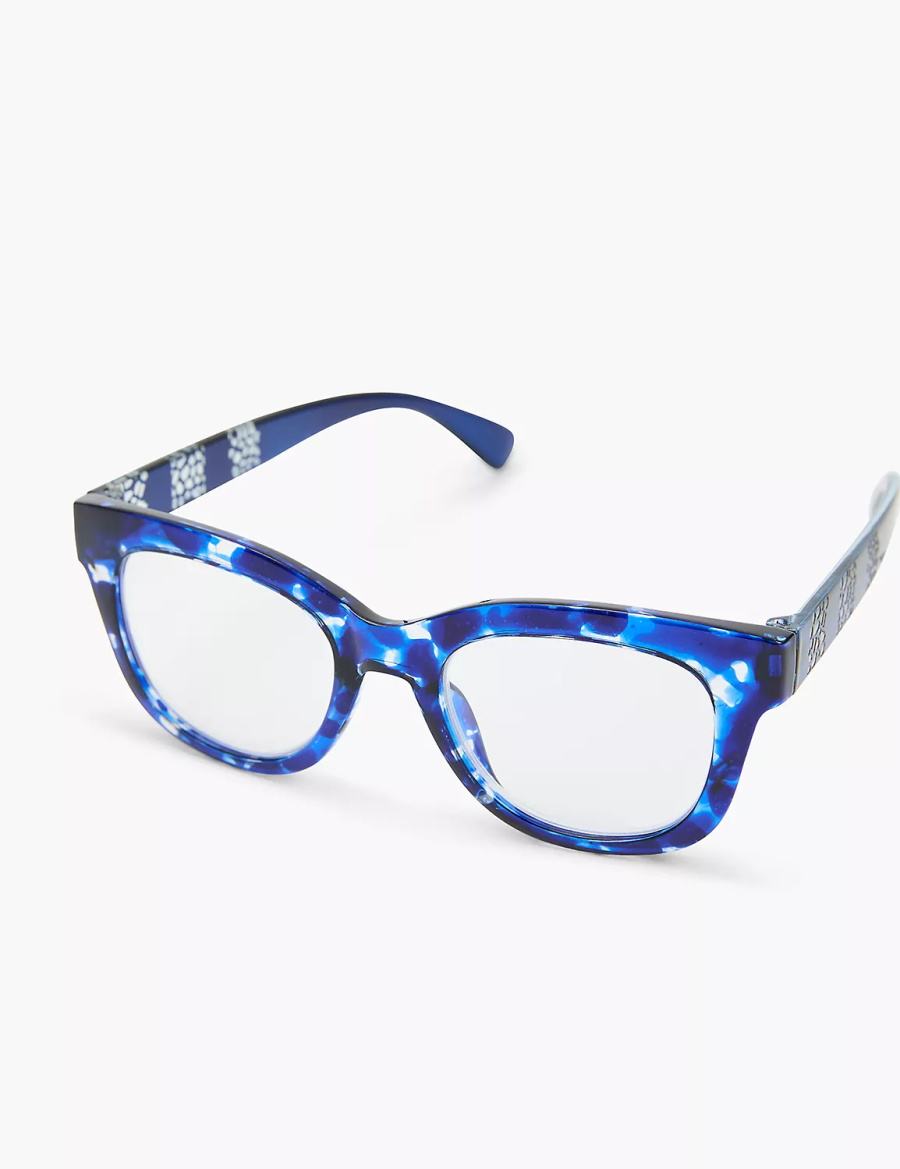 Lane Bryant Blue Animal Print Cateye Reading Women Glasses Blue | KOE3318BZ