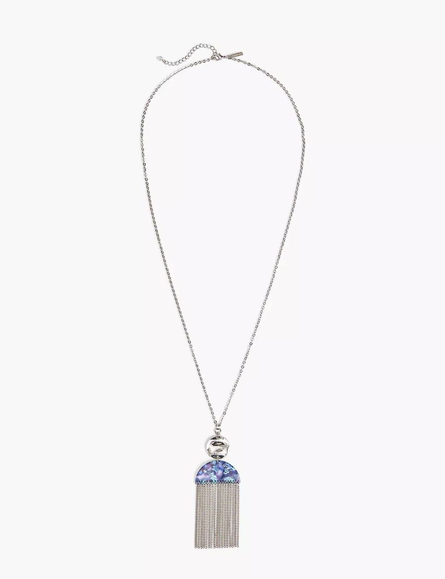 Lane Bryant Blue Tassel Women Pendant Necklace Silver | PYF6038JP