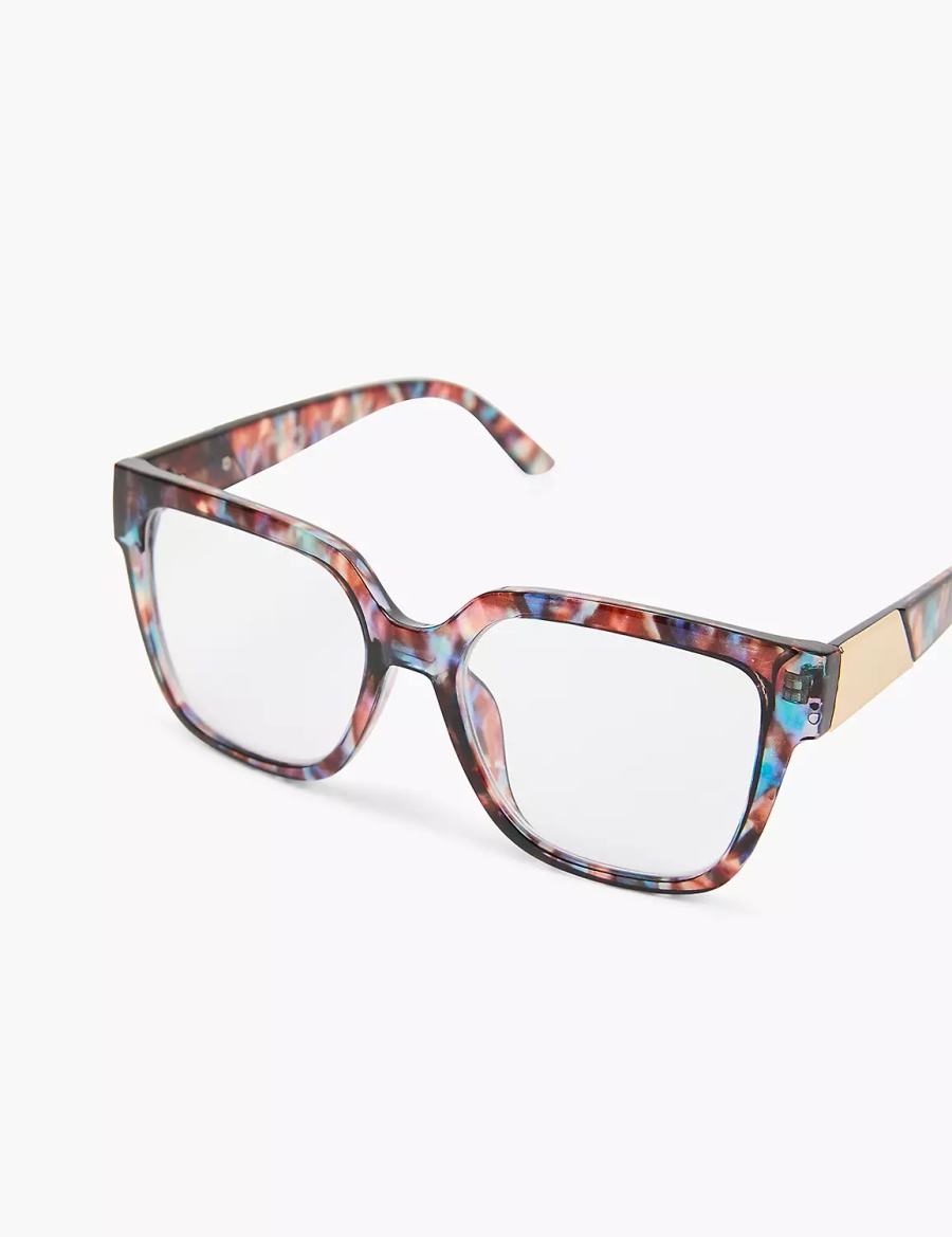 Lane Bryant Blue & Purple Tortoiseshell Print Cateye Reading Women Glasses Blue | KLX4328AI