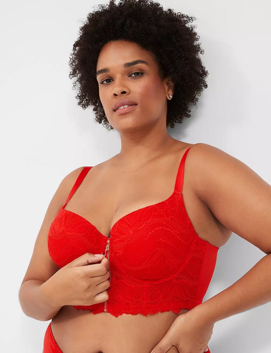 Lane Bryant Boost Longline Women Balconette Bra Red | IIE2293CS