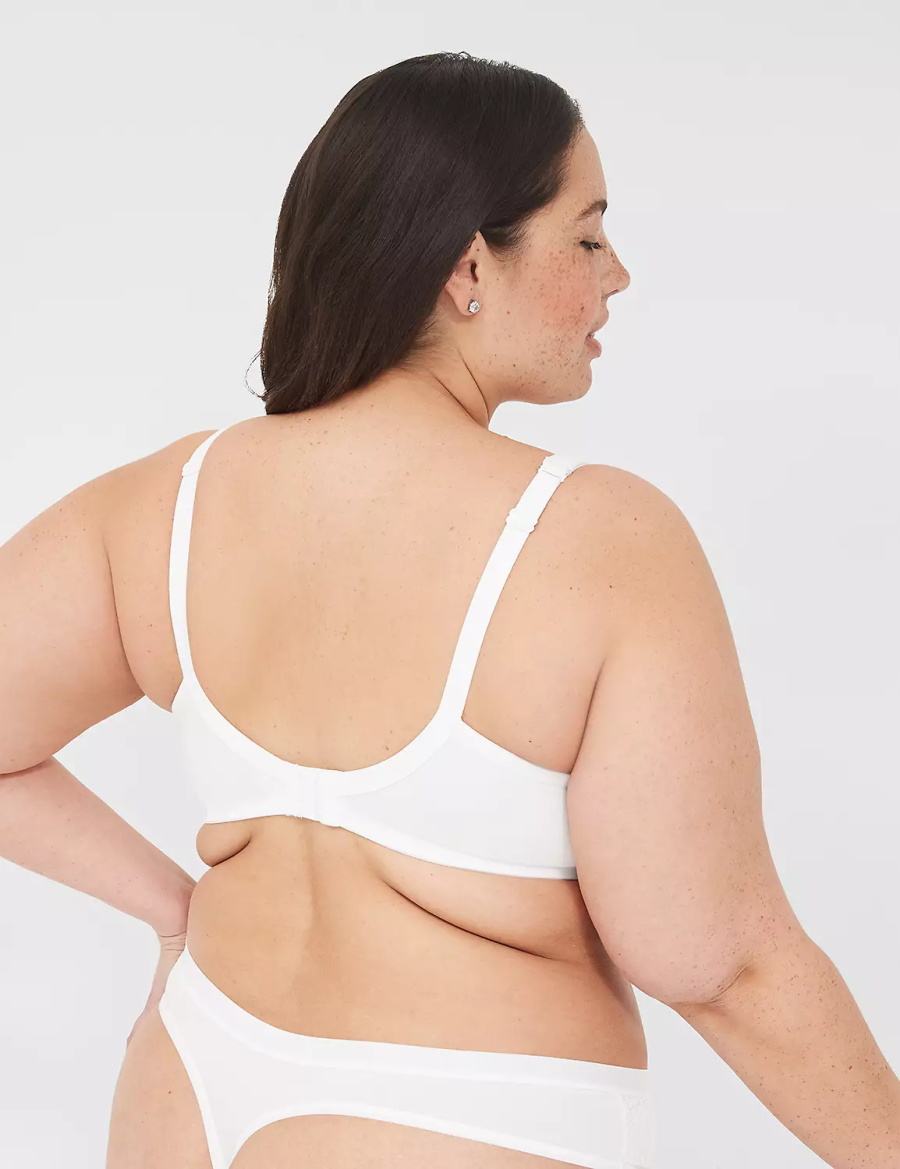 Lane Bryant Boost Plunge With Lace Women Bralettes White | TML5675GD