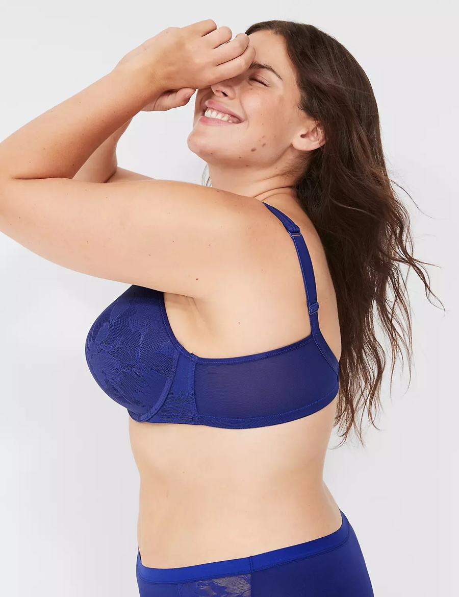 Lane Bryant Boost Plunge With Lace Women Bralettes Blue | DRK3939WG