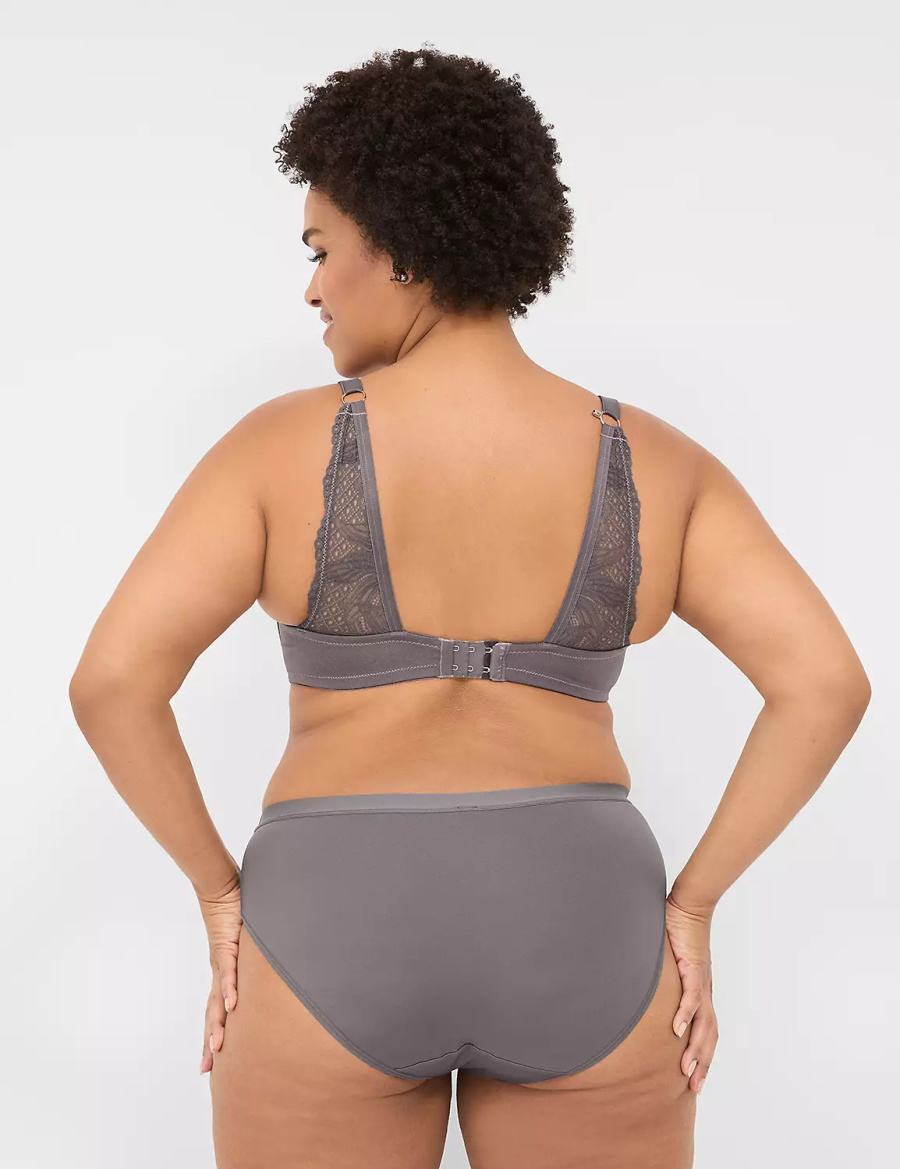 Lane Bryant Boost Plunge With Lace Women Bralettes Dark Grey | KSH8963DU