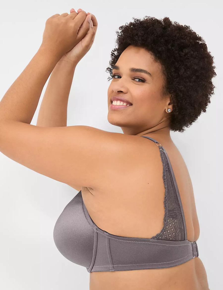 Lane Bryant Boost Plunge With Lace Women Bralettes Dark Grey | KSH8963DU