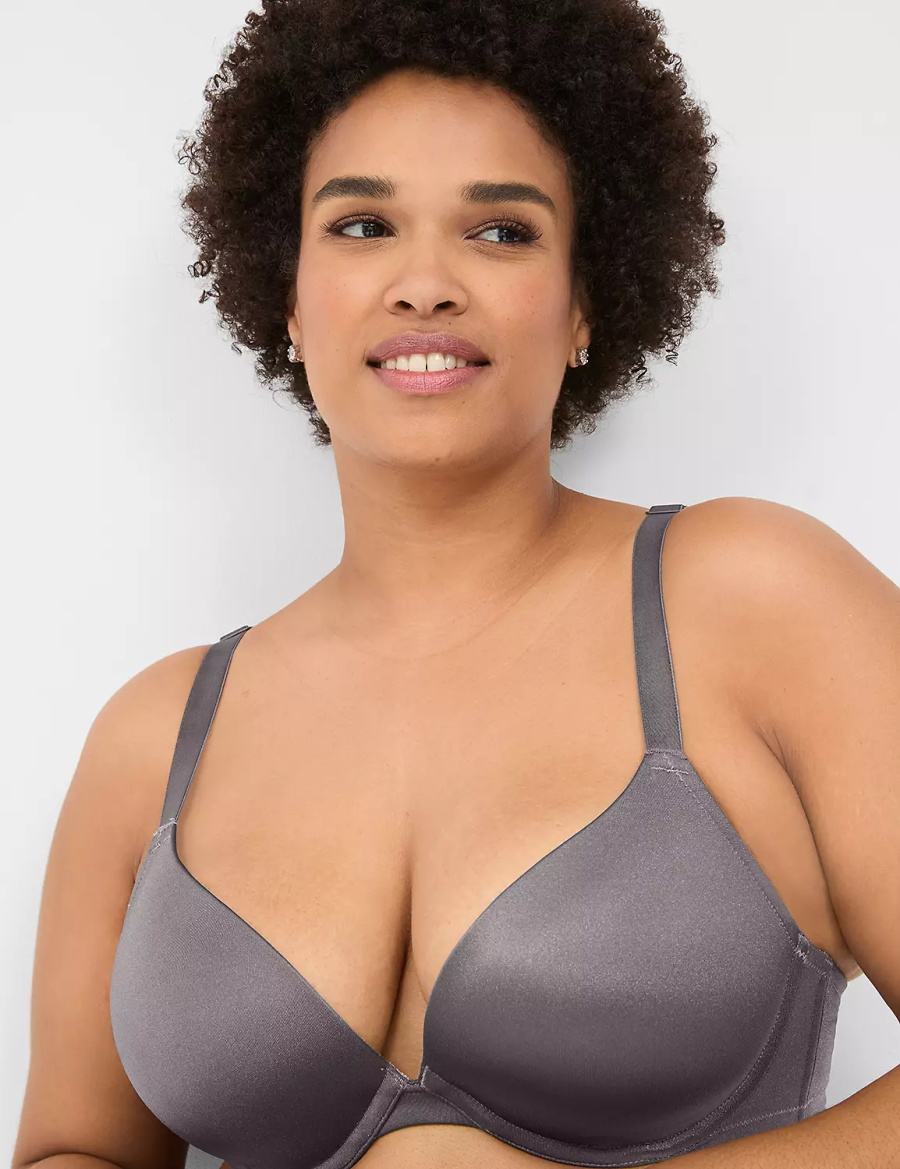 Lane Bryant Boost Plunge With Lace Women Bralettes Dark Grey | KSH8963DU