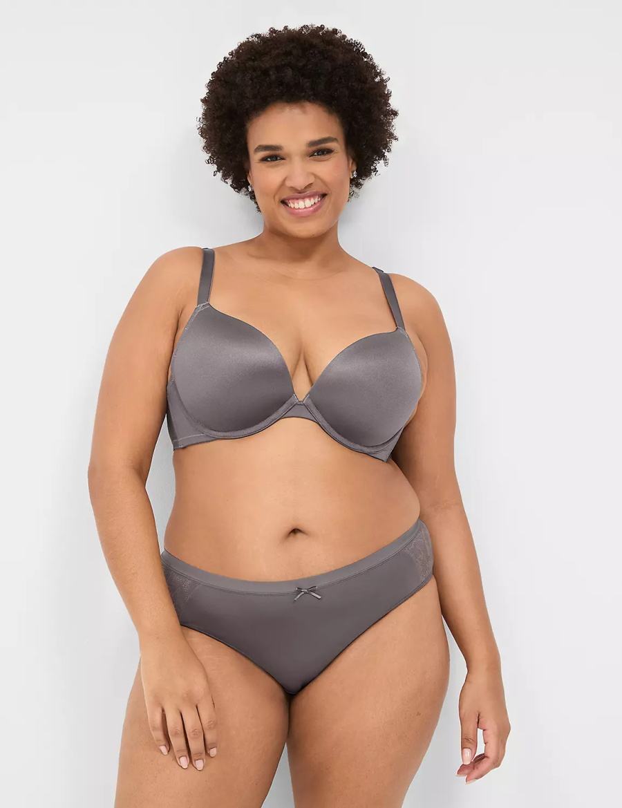 Lane Bryant Boost Plunge With Lace Women Bralettes Dark Grey | KSH8963DU