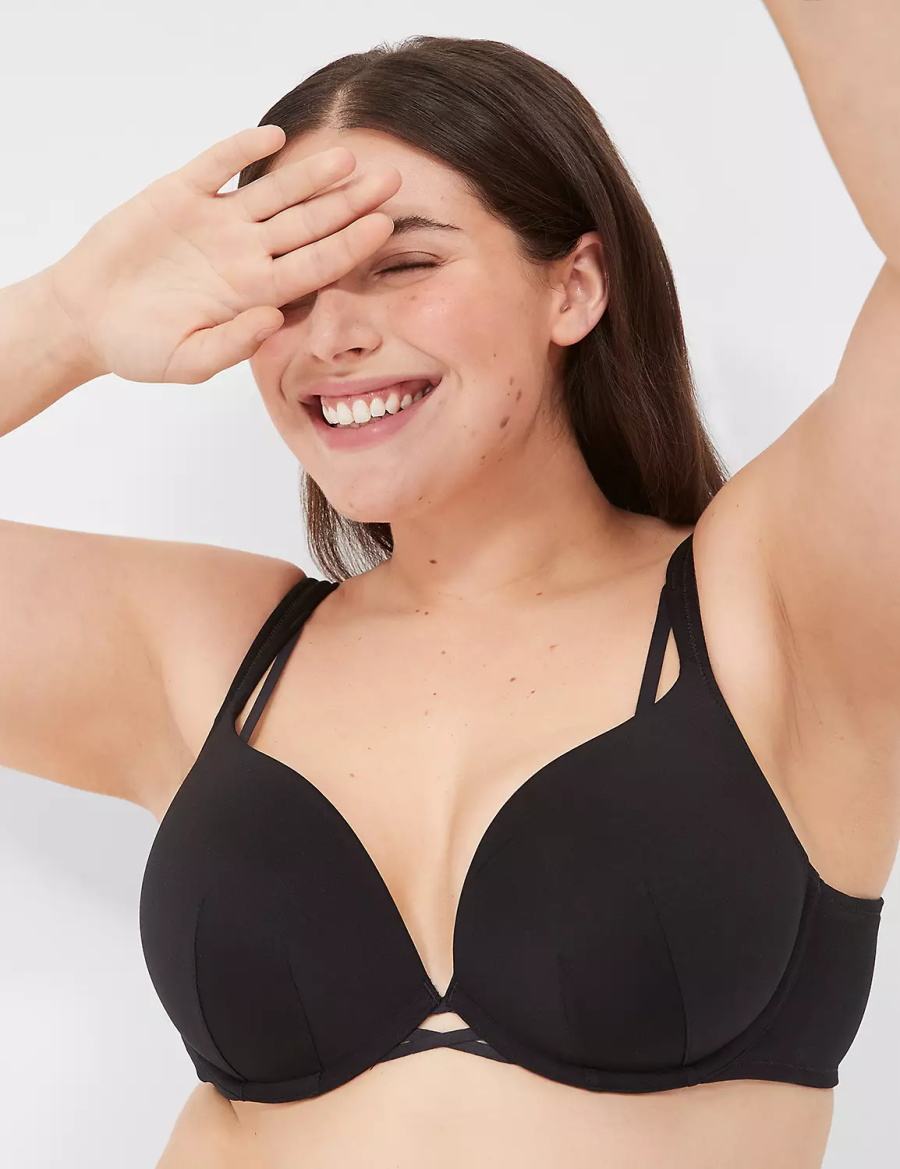 Lane Bryant Boost Plunge Women Bralettes Black | MMH1916TK