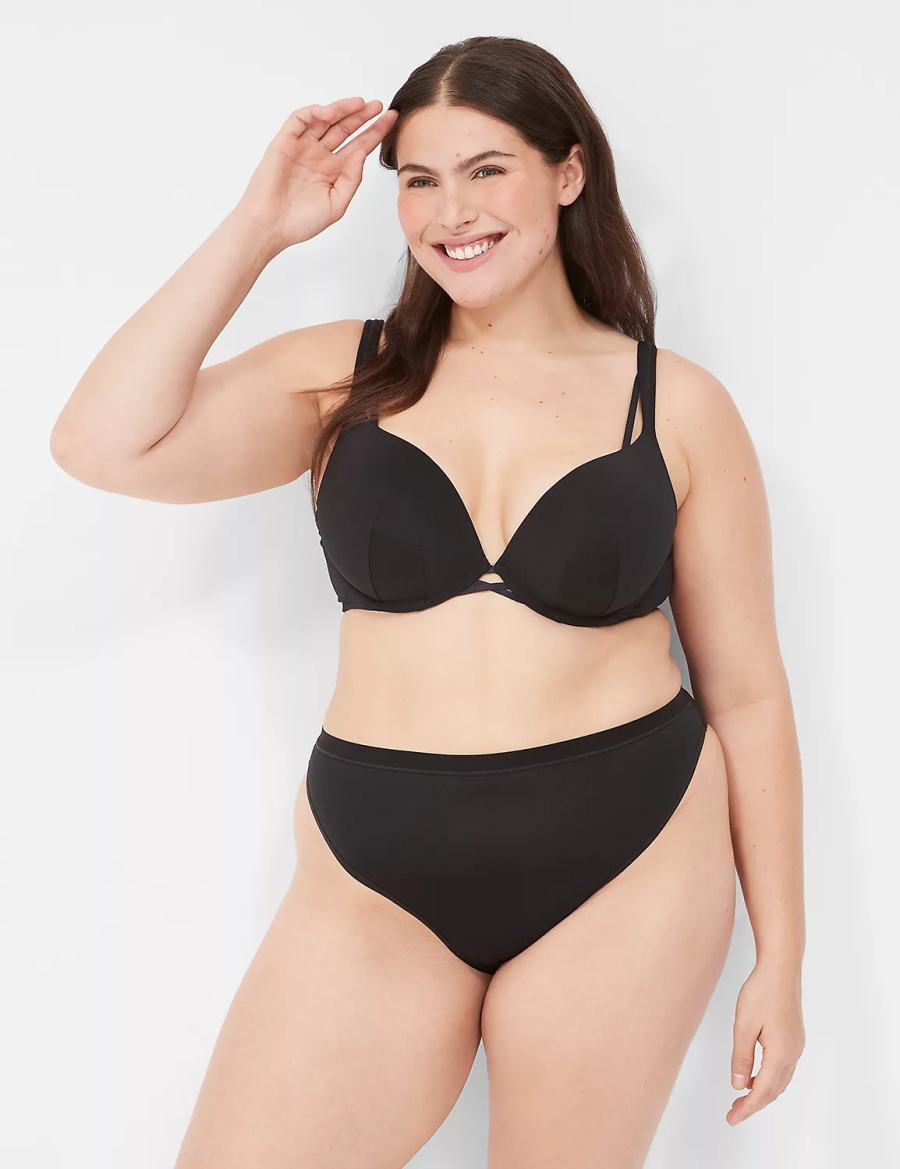 Lane Bryant Boost Plunge Women Bralettes Black | MMH1916TK