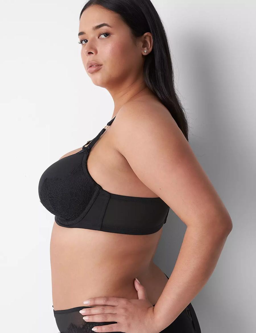 Lane Bryant Boost Women Balconette Bra Black | TAB9667UH