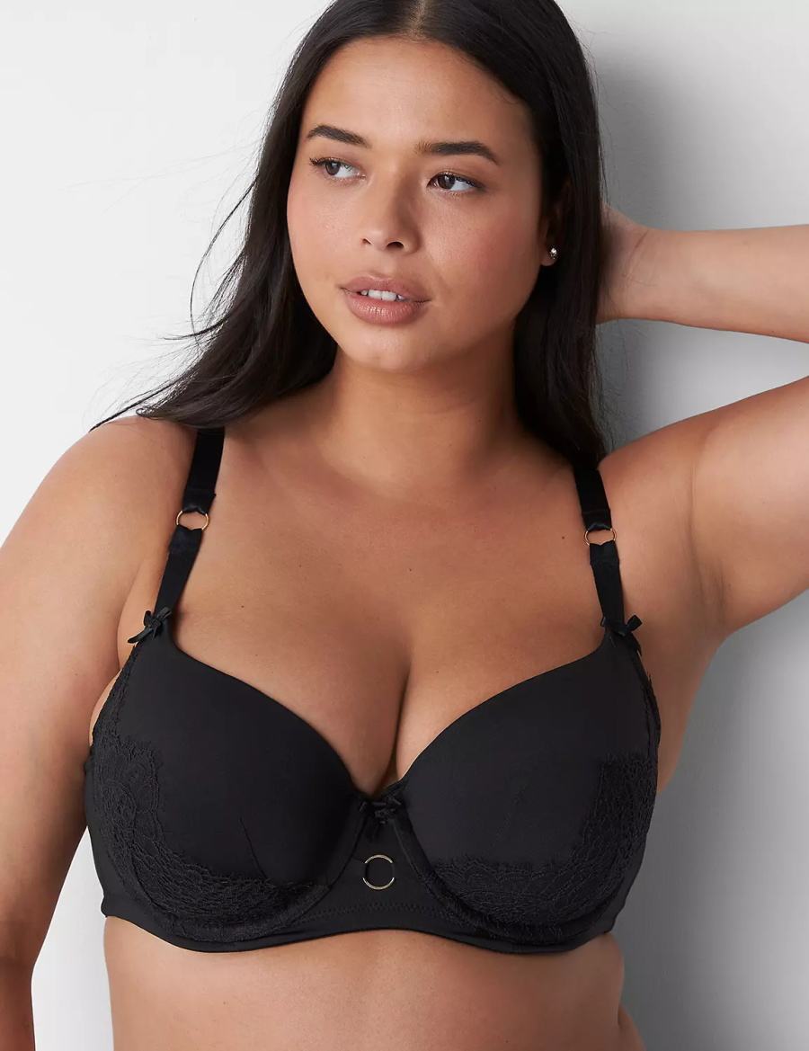 Lane Bryant Boost Women Balconette Bra Black | TAB9667UH