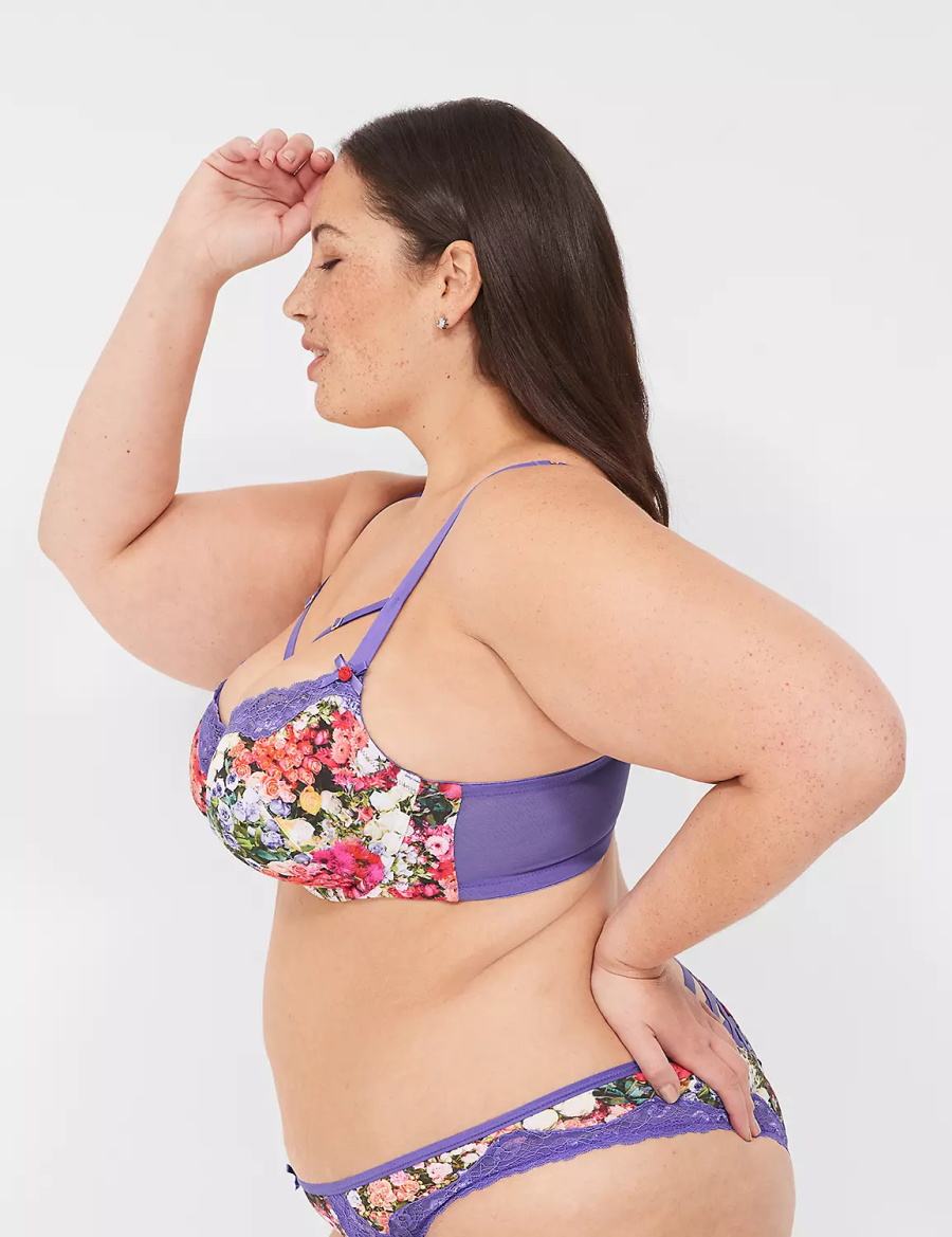 Lane Bryant Boost Women Balconette Bra Purple Multicolor | JSP6721JW