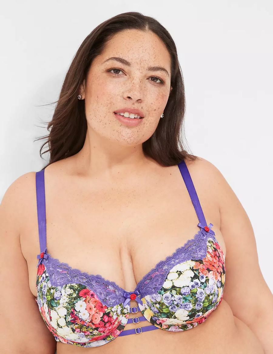 Lane Bryant Boost Women Balconette Bra Purple Multicolor | JSP6721JW