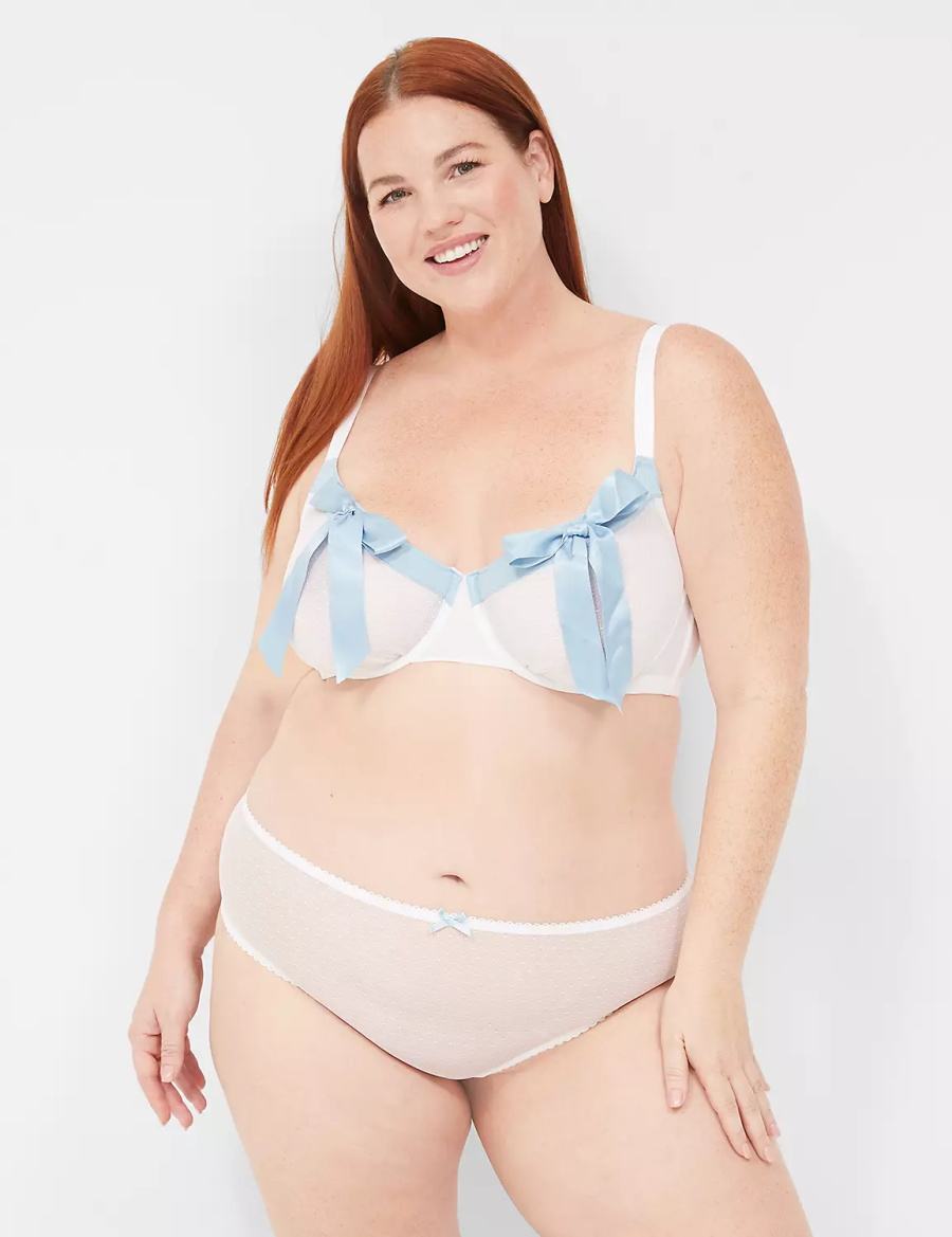 Lane Bryant Bow-Front Sheer Unlined Women Balconette Bra White | HGE4449GA