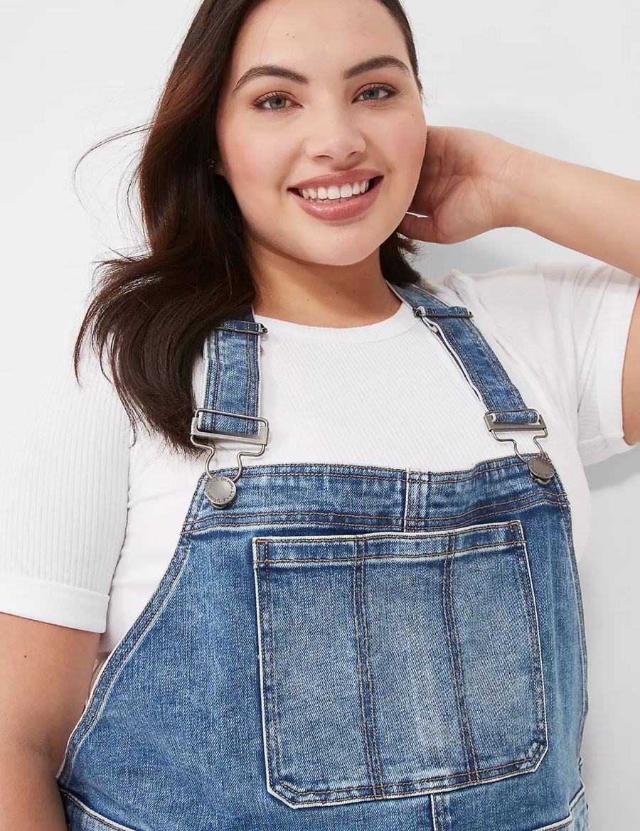 Lane Bryant Boyfriend Denim Women Overall Blue | IBI50100PD