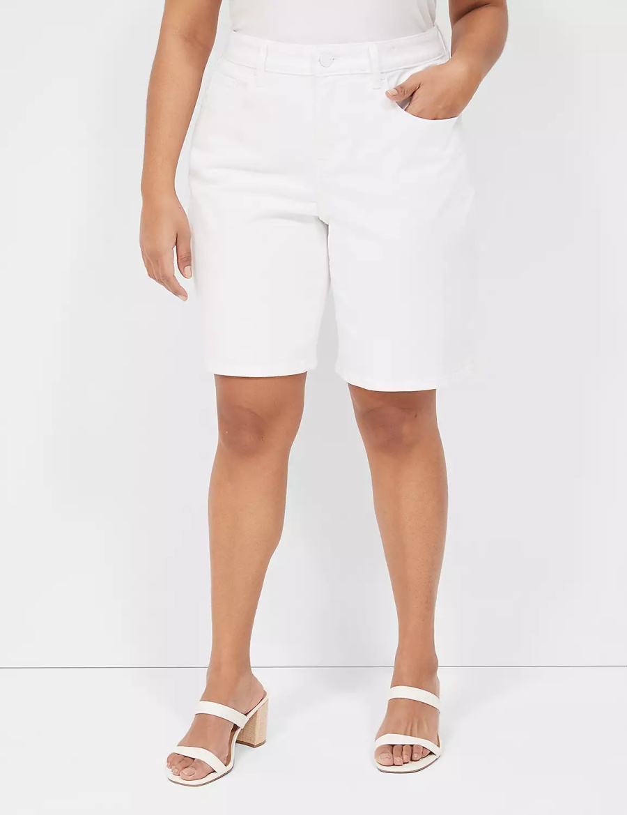 Lane Bryant Boyfriend Fit Bermuda Jean Women Shorts White | KSM1158TW