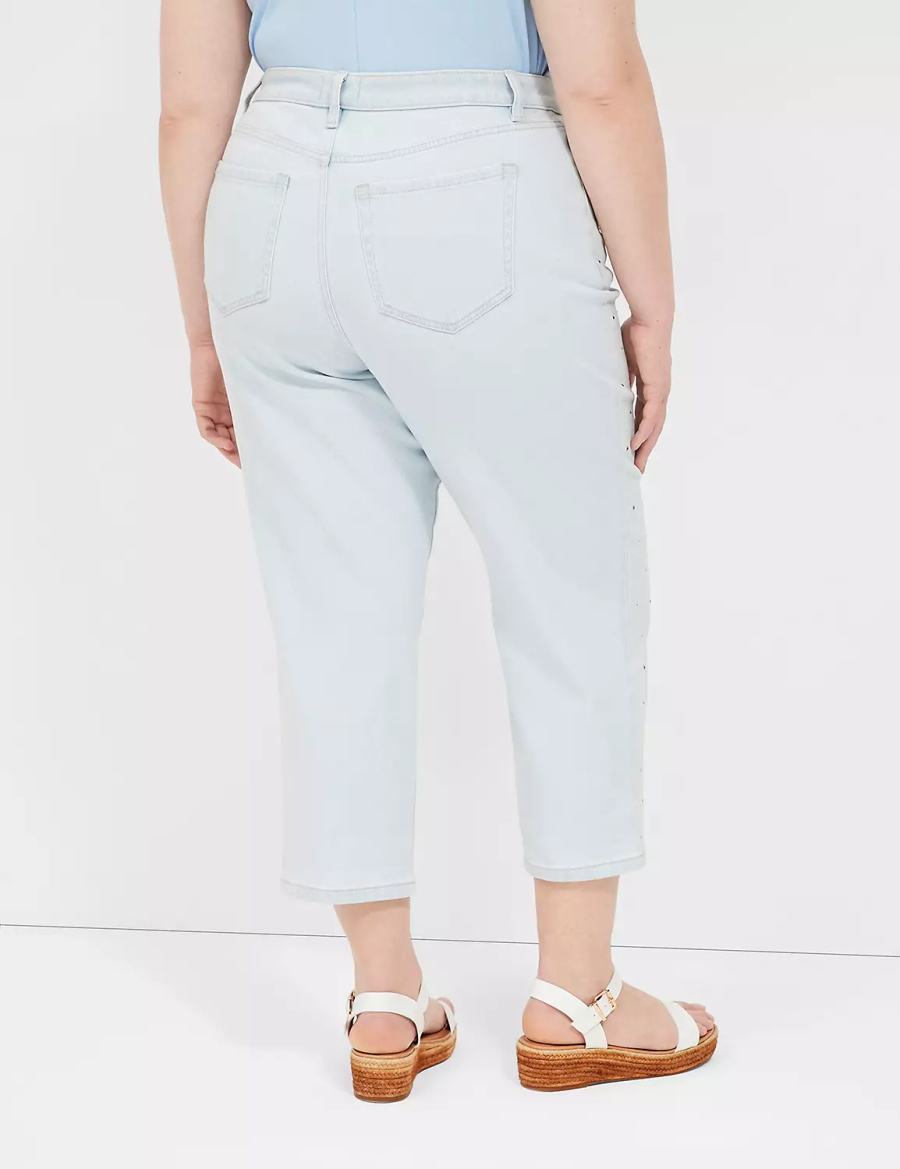 Lane Bryant Boyfriend Fit Capri With Rhinestone Embellishments Women Jeans Light Blue | WZB5816DB