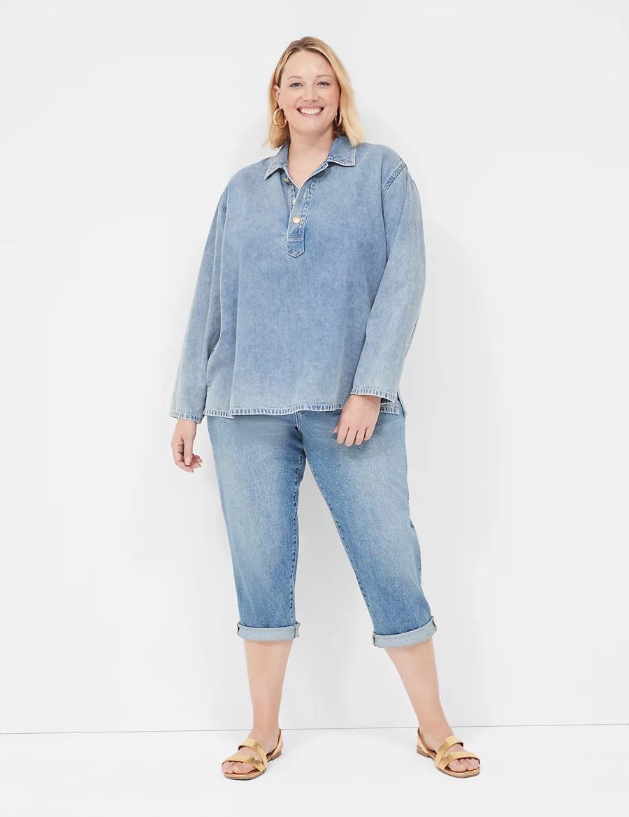 Lane Bryant Boyfriend Fit Capri Women Jeans Blue | PLC2048YL