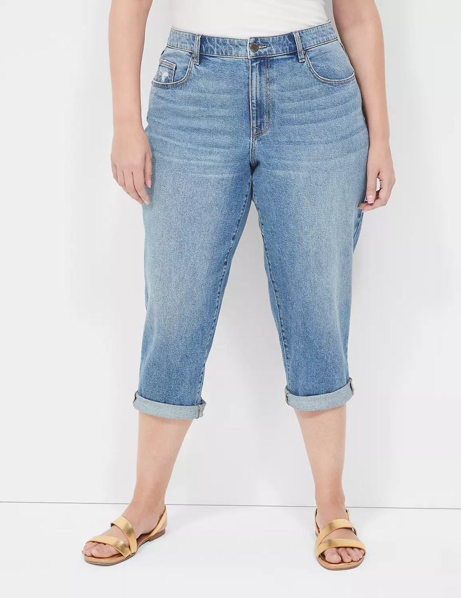 Lane Bryant Boyfriend Fit Capri Women Jeans Blue | PLC2048YL