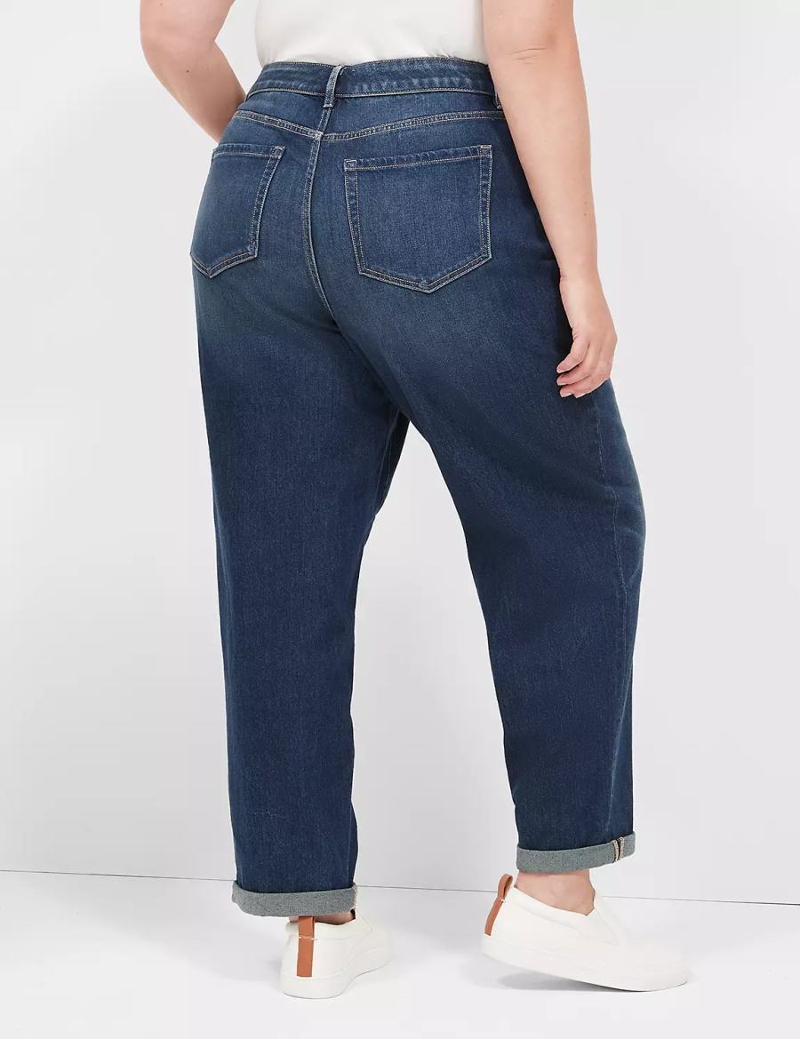 Lane Bryant Boyfriend Fit Women Jeans Dark Blue | BCI7210LF