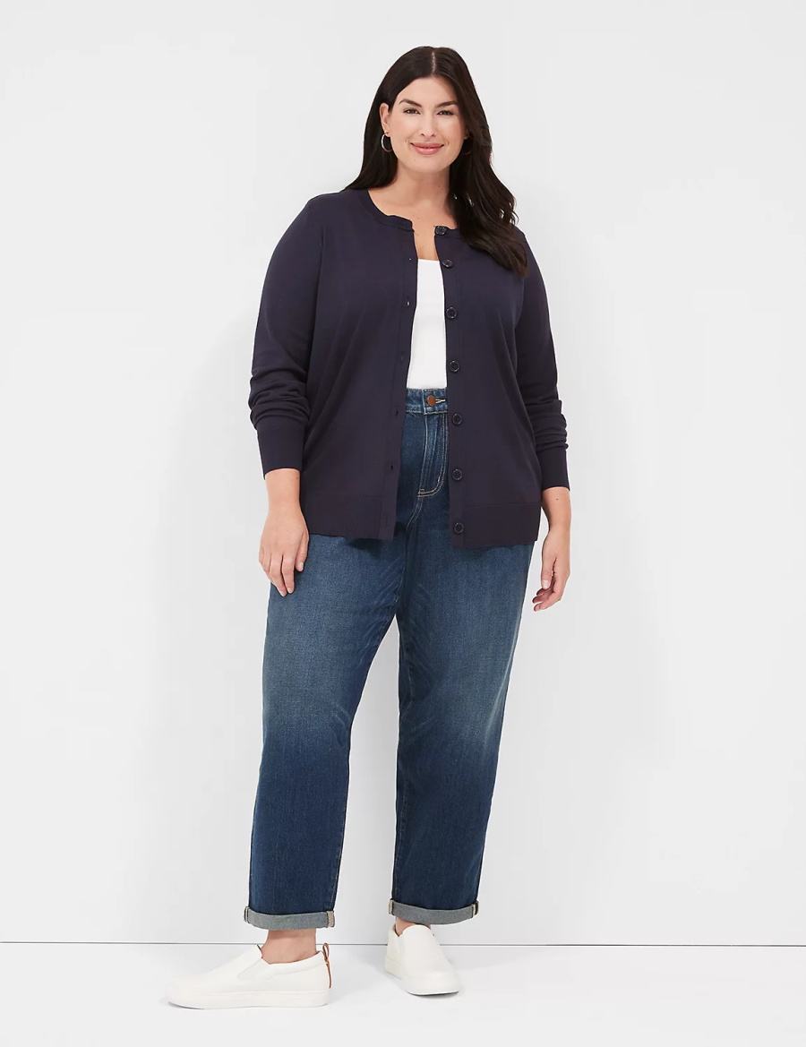 Lane Bryant Boyfriend Fit Women Jeans Dark Blue | BCI7210LF