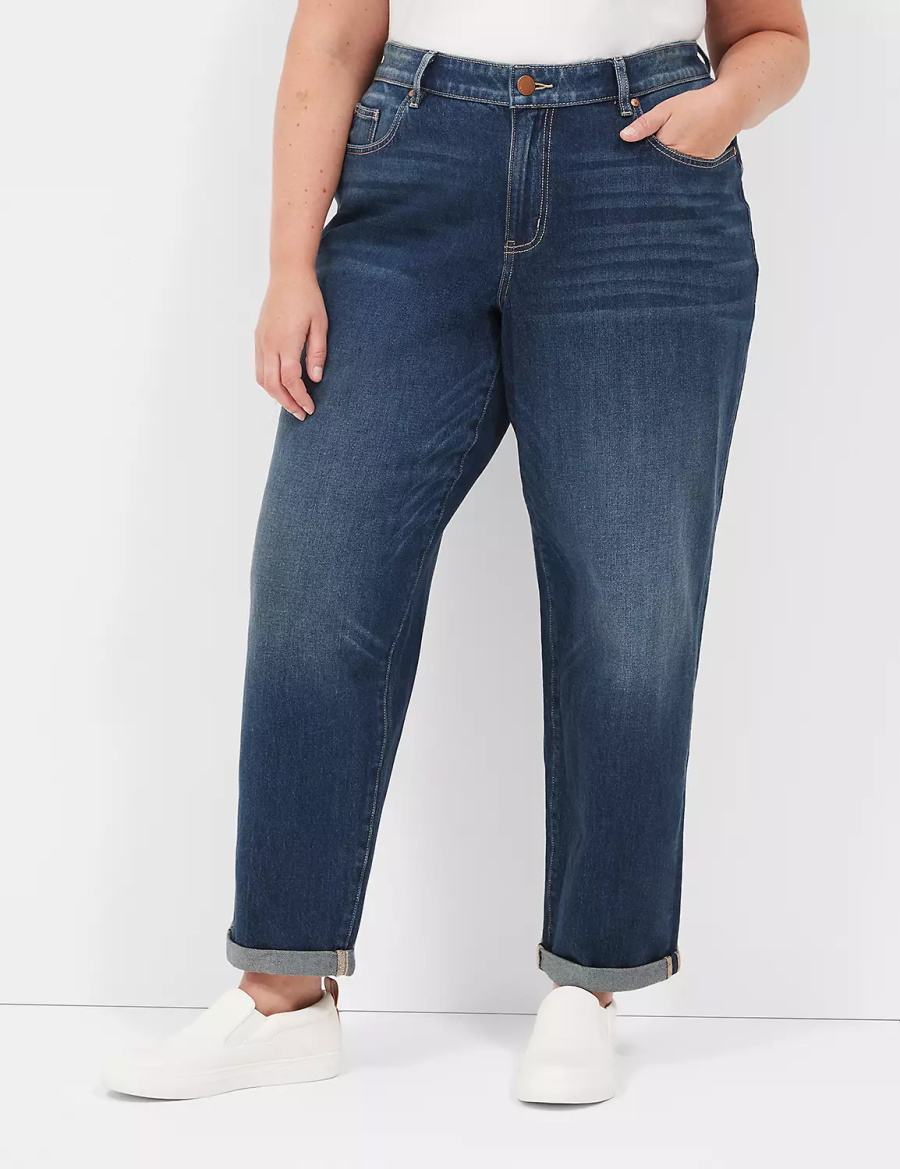 Lane Bryant Boyfriend Fit Women Jeans Dark Blue | BCI7210LF