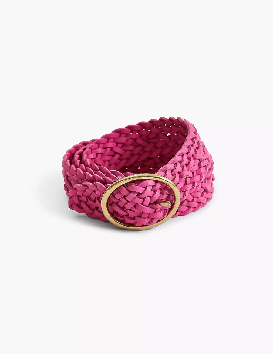 Lane Bryant Braided Faux-Leather Oval Women Belts Fuchsia | GDR2987MG