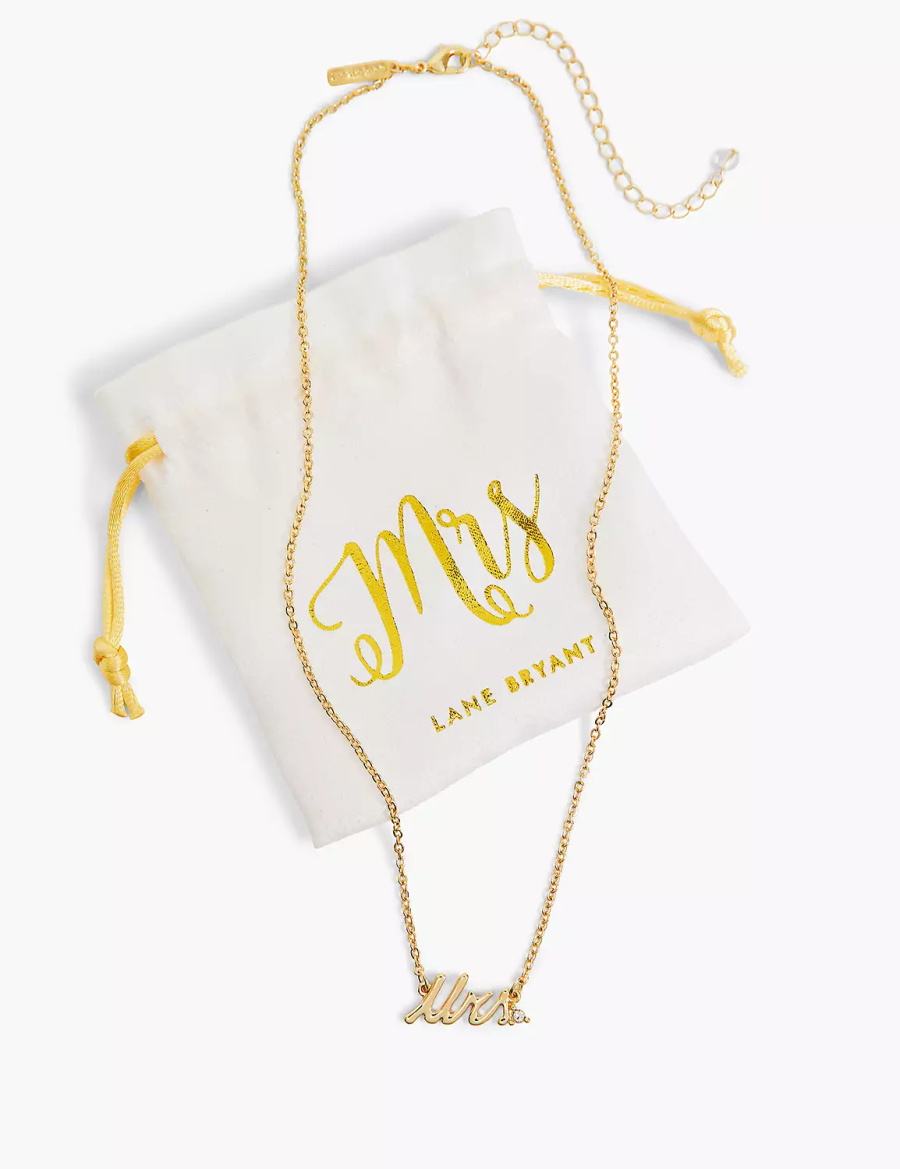 Lane Bryant Bride Mrs & Pouch Women Necklace Gold | YSC5391UZ