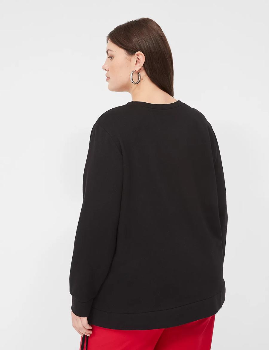 Lane Bryant Bright Embroidered Graphic Women Sweatshirts Black | TQL1895ML