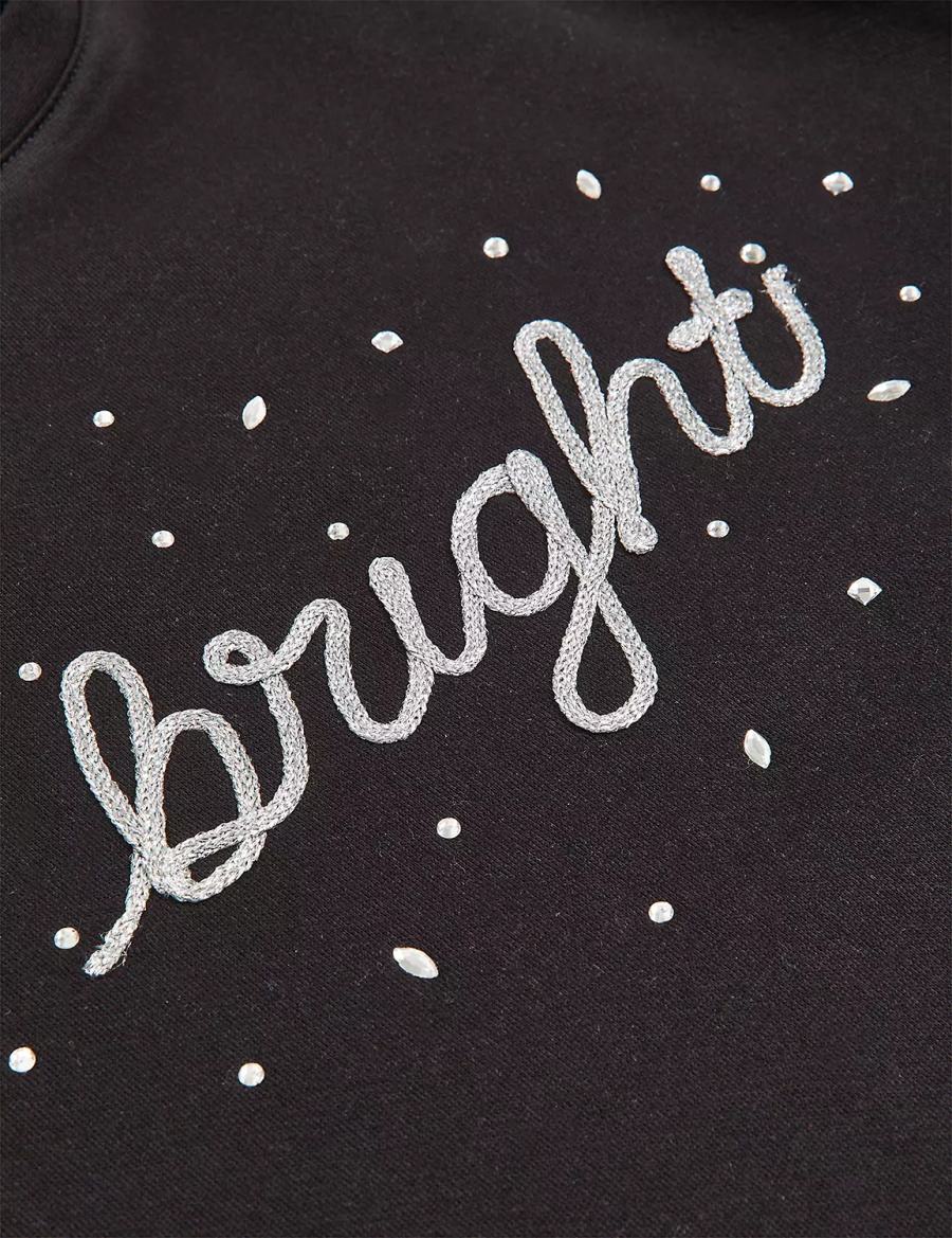 Lane Bryant Bright Embroidered Graphic Women Sweatshirts Black | TQL1895ML