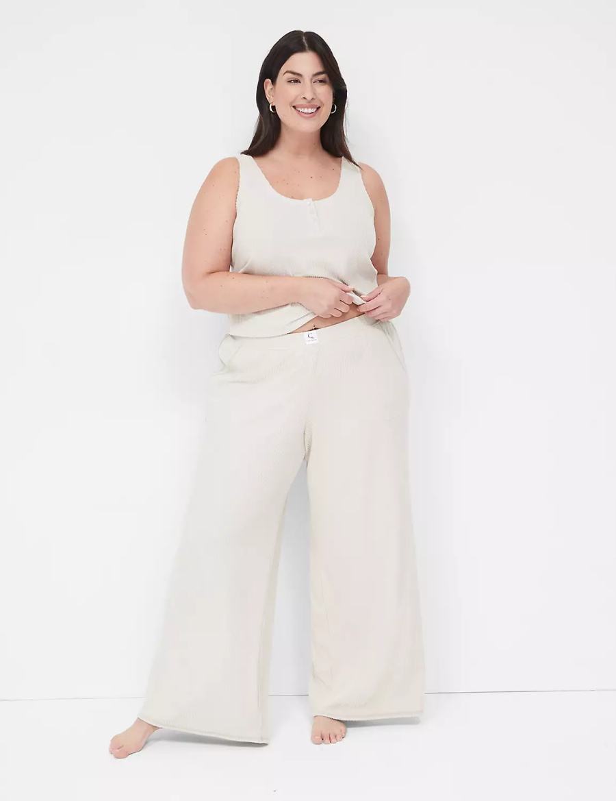 Lane Bryant Brushed Rib Wide Leg Sleep Women Pants Grey | LUD284TH