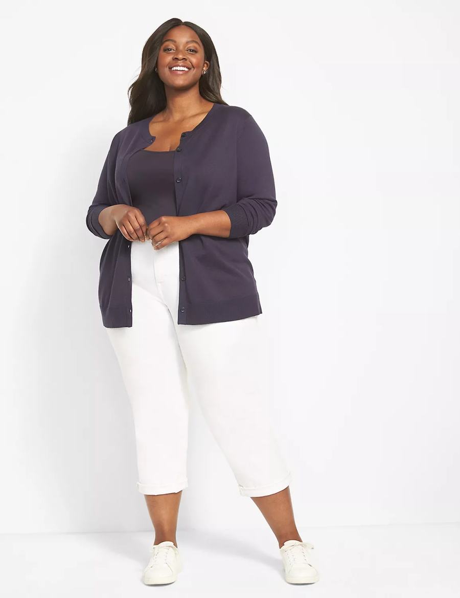 Lane Bryant Button-Front Women Cardigan Blue | JGK3721LV