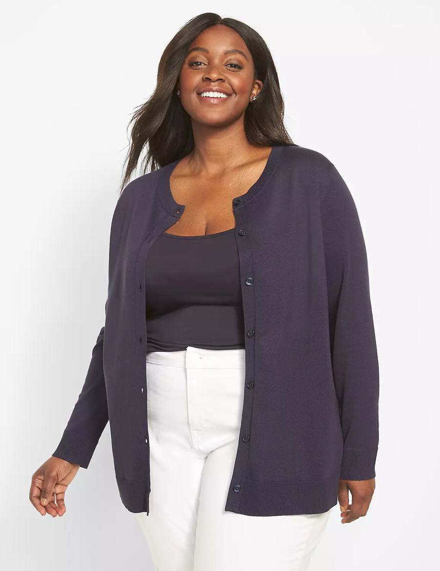 Lane Bryant Button-Front Women Cardigan Blue | JGK3721LV