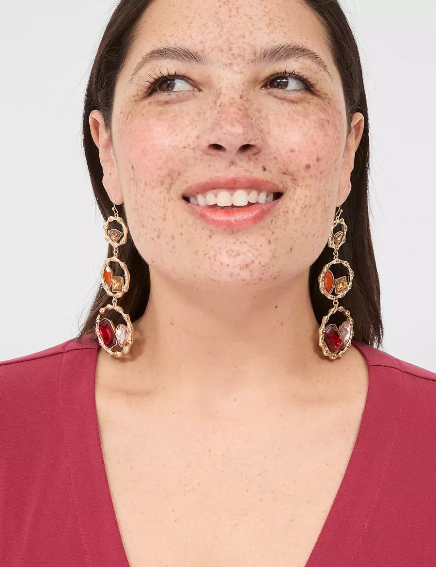 Lane Bryant Cabernet Imitation Stone Drop Women Earrings Gold | JSH4664RP