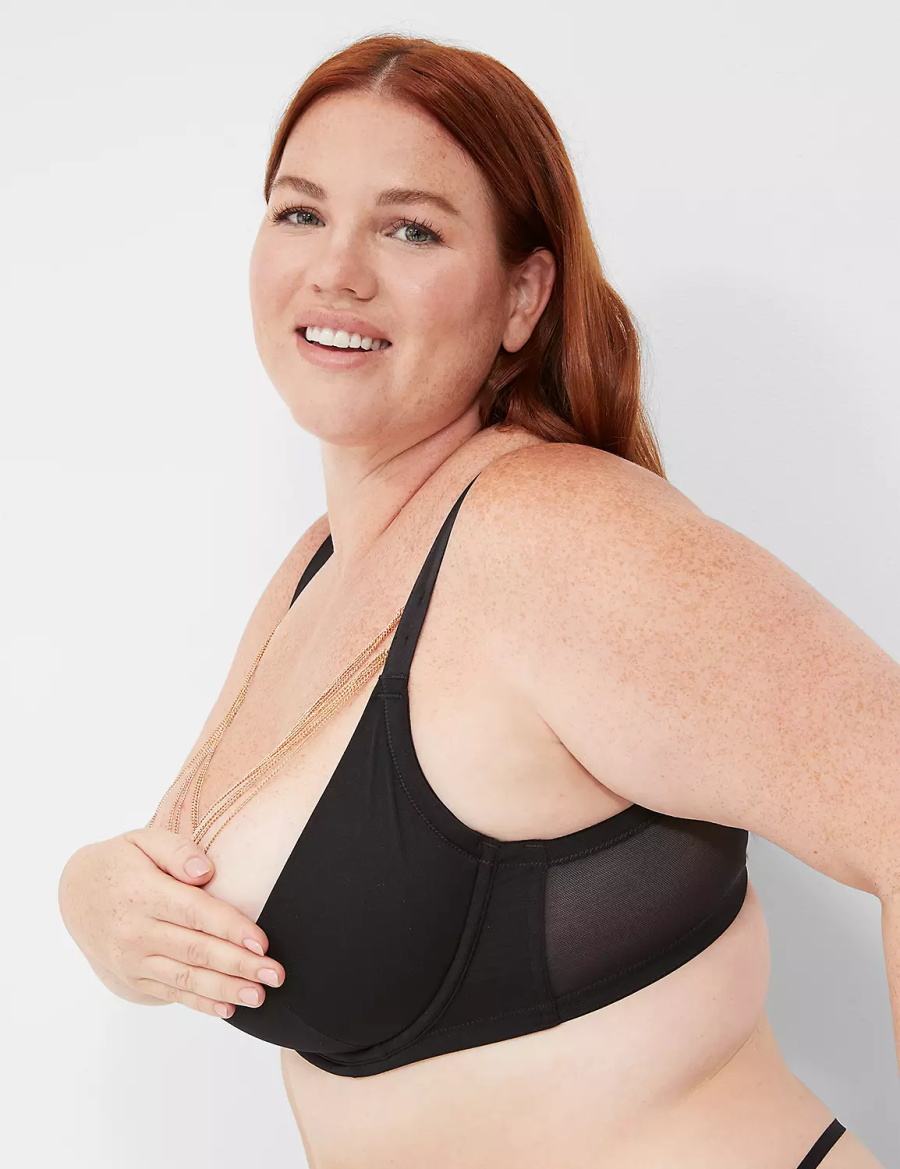 Lane Bryant Chain Quarter Cup Women Bralettes Black | QLI5062FV