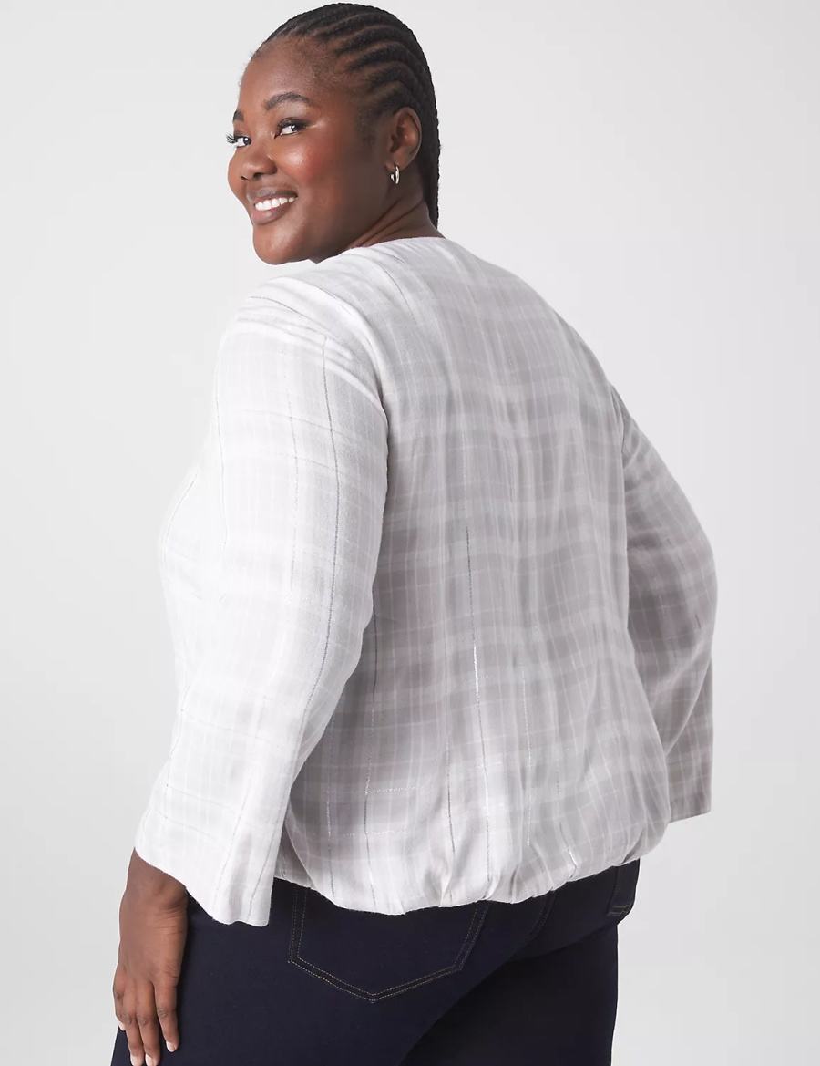 Lane Bryant Classic Button-Down Tie-Hem Top Women Shirts White | SXN6993MD