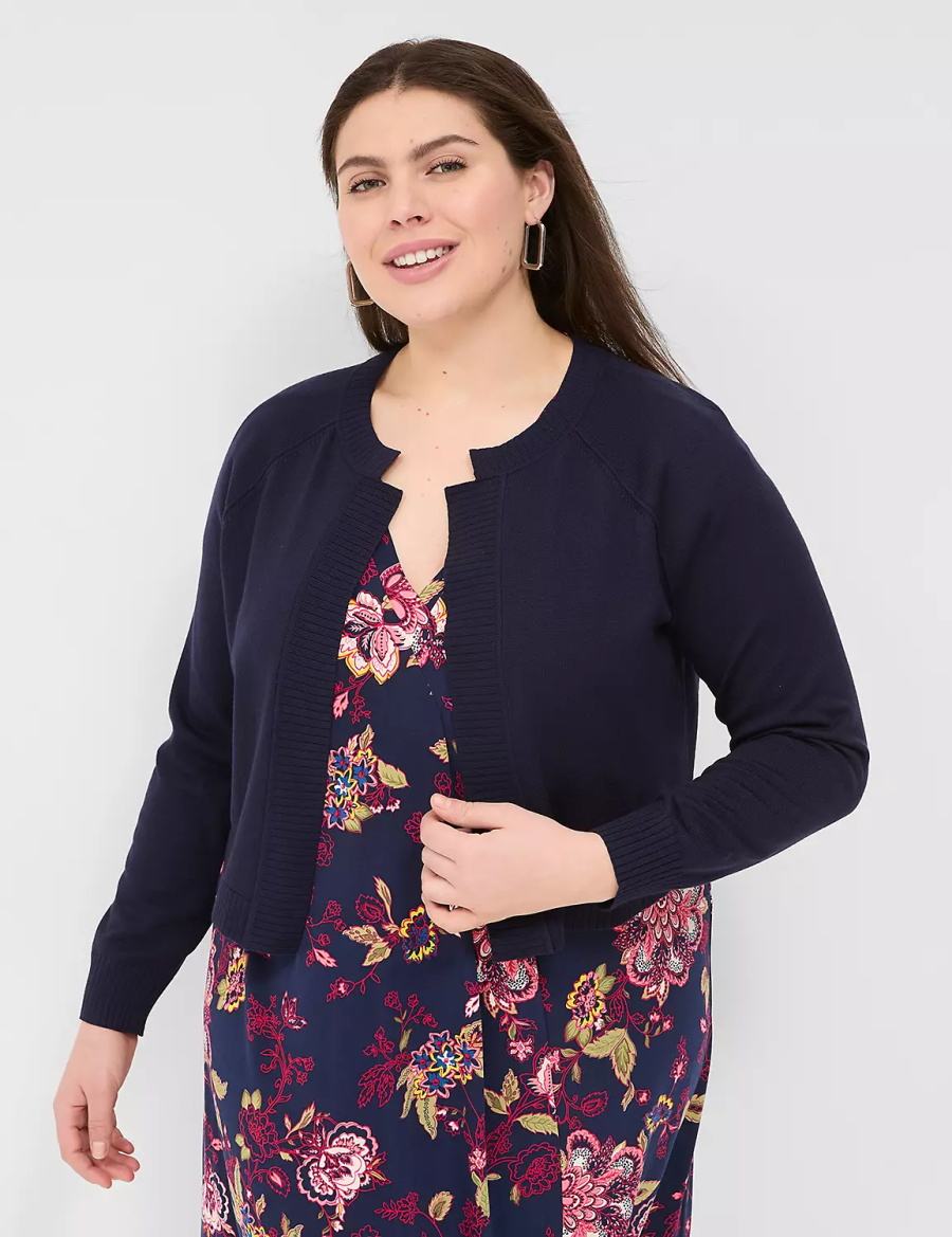 Lane Bryant Classic Long Sleeve Open Front Shrug Women Sweaters Blue | XEQ4419GX