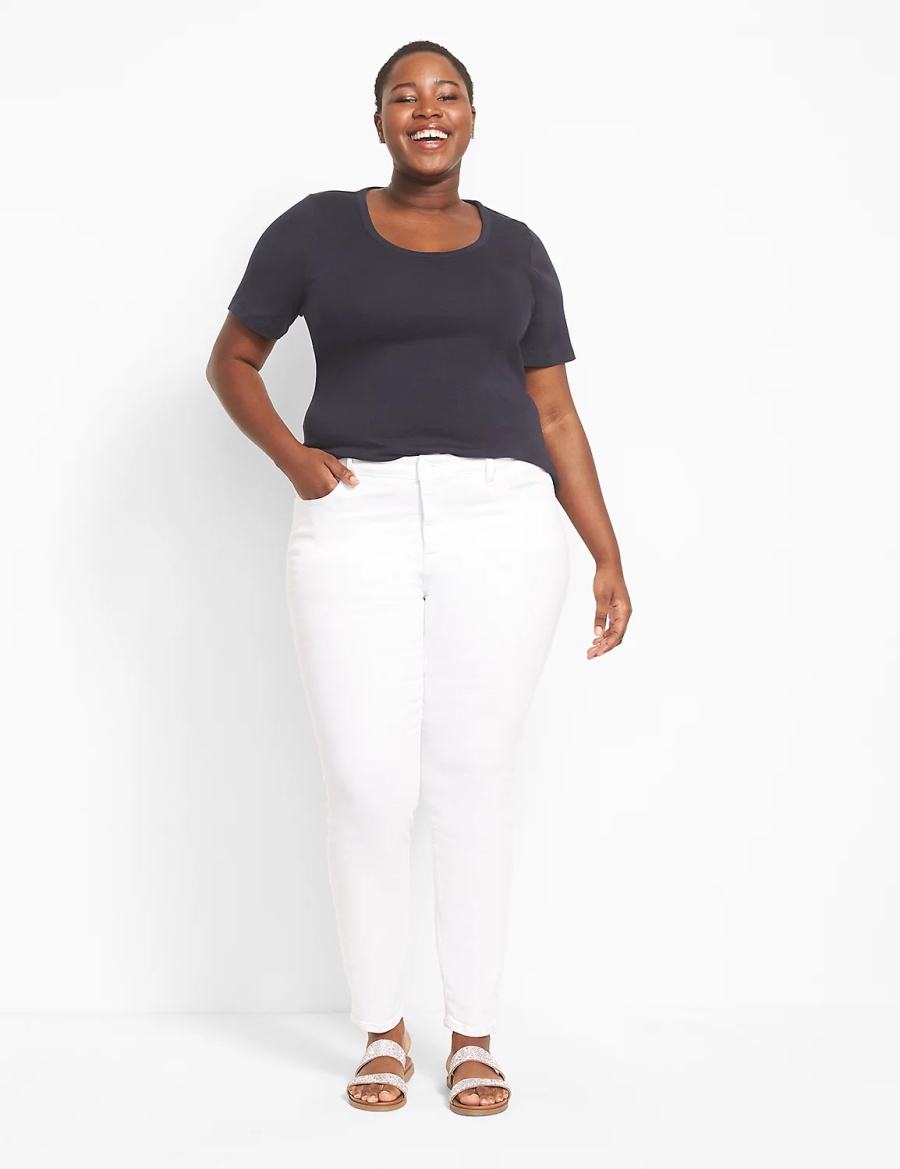 Lane Bryant Classic Perfect Sleeve Scoop-Neck Tee Women T Shirts Blue | CGQ986FR