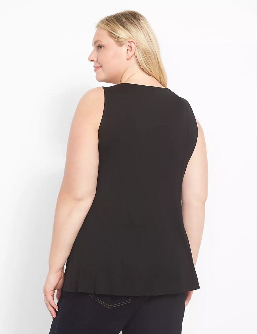 Lane Bryant Classic Scoop-Neck Fit & Flare Women Tank Top Black | YTN9428HC